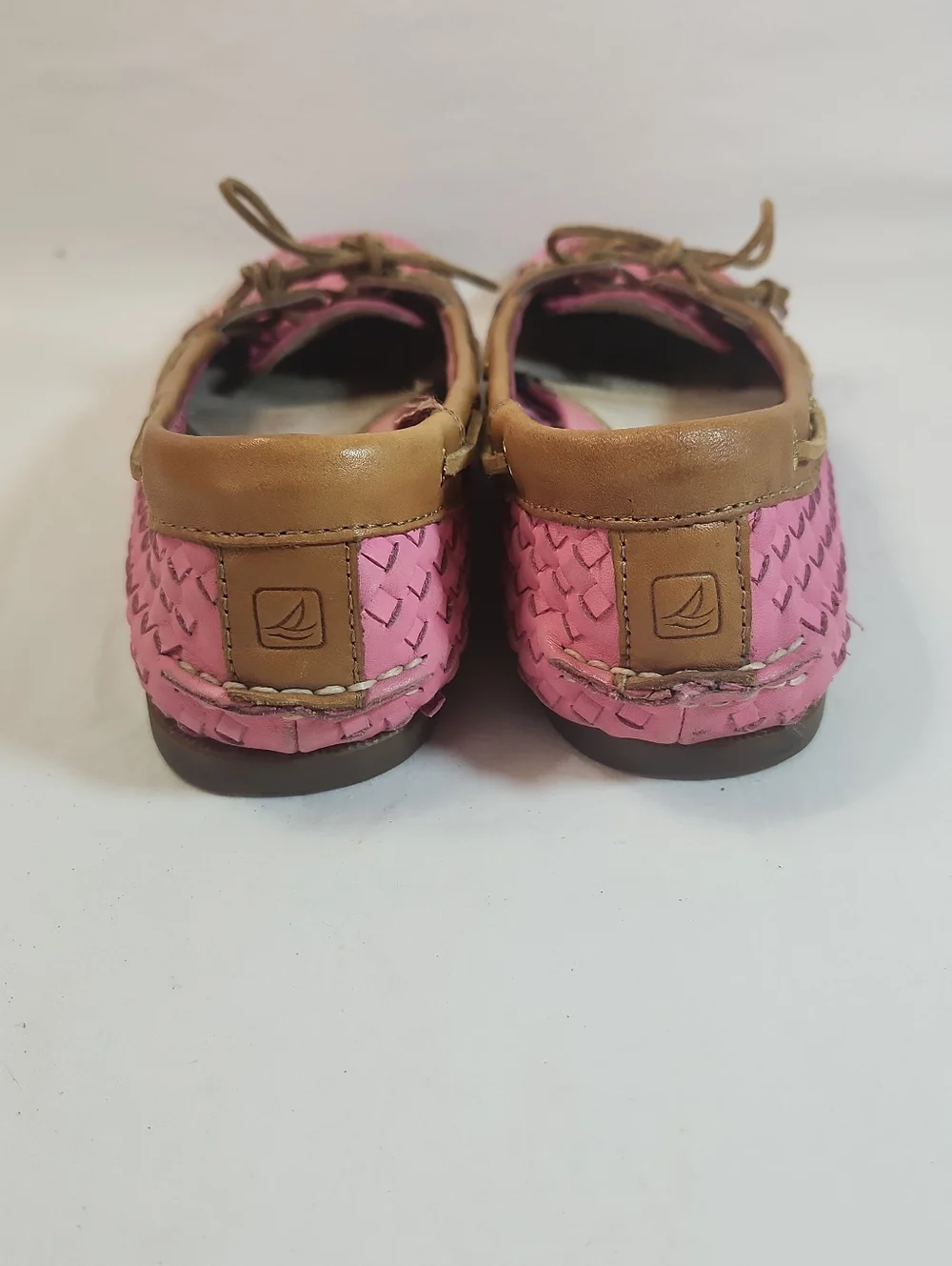 Women's Sperry Top-Sider Audrey Woven Boat Shoe  Pink W Leather Trim Size 9.5 - Picture 6 of 10